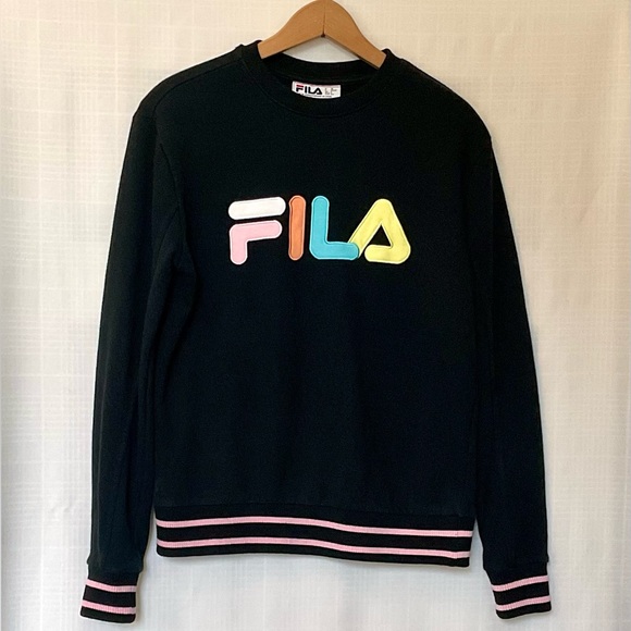Fila Sweaters - Fila Women's Black Sweater with Colorful Logo